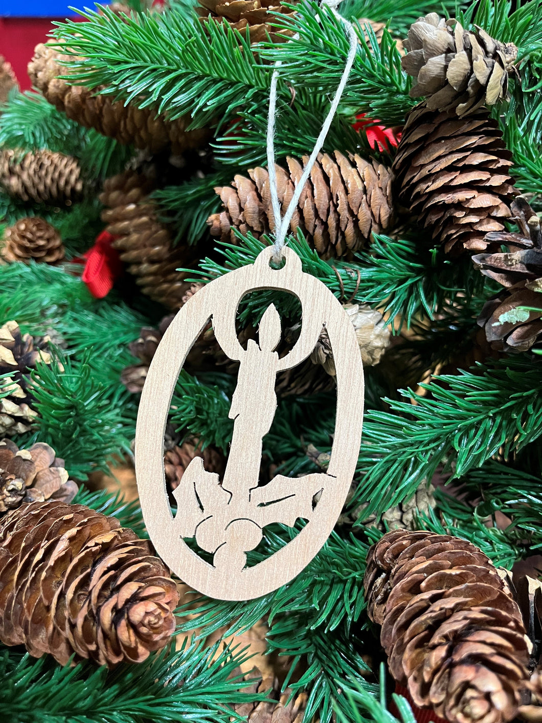 Wooden Candle Christmas Ornament