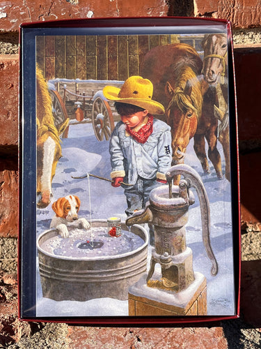 Christmas Cards Boy Fishing