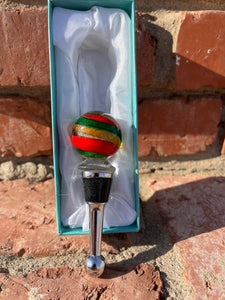 Wine Bottle Stopper Red, Gold, Green